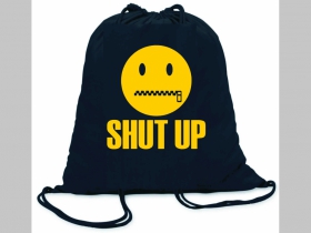 Shut Up ľahké sťahovacie vrecko ( batôžtek / vak ) s čiernou šnúrkou, 100% bavlna 100 g/m2, rozmery cca. 37 x 41 cm
